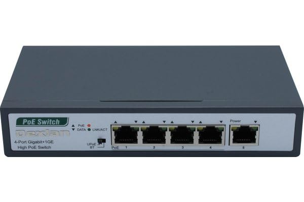 DEXLAN Switch 5 Ports Gigabit dont 2 PoE++ 90W et 2 PoE+ 30W - Budget PoE 140W