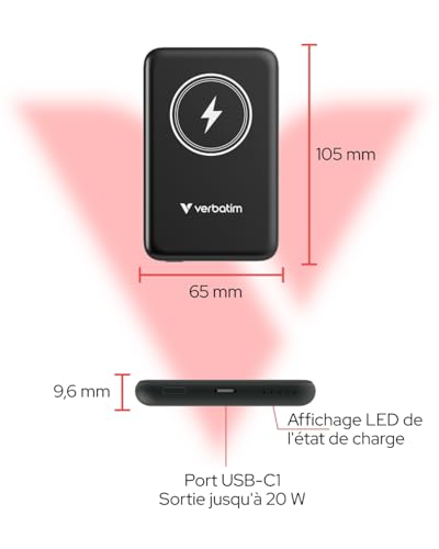 VERBATIM CHARGE N GO MAGNETIC WIRELESS POWER BANK 5000 BLACK WCF (P)
