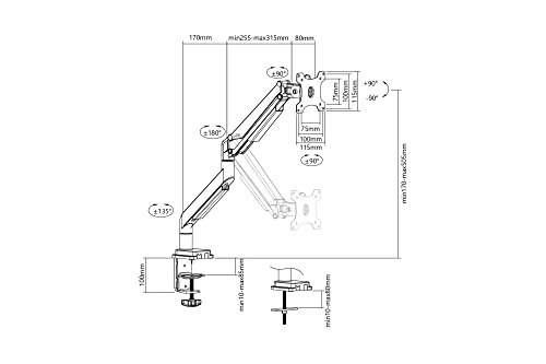 "Digitus DA-90394 support d'écran plat pour bureau 81,3 cm (32"") Noir"