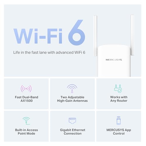 Mercusys ME60X prolongateur réseau Répéteur réseau Blanc 10, 100, 1000 Mbit/s