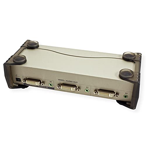 Séparateur DVI/audio 2 ports - DVI - 2x DVI-I - 1920 x 1200 pixels - Noir - Argent - Métal - Full HD