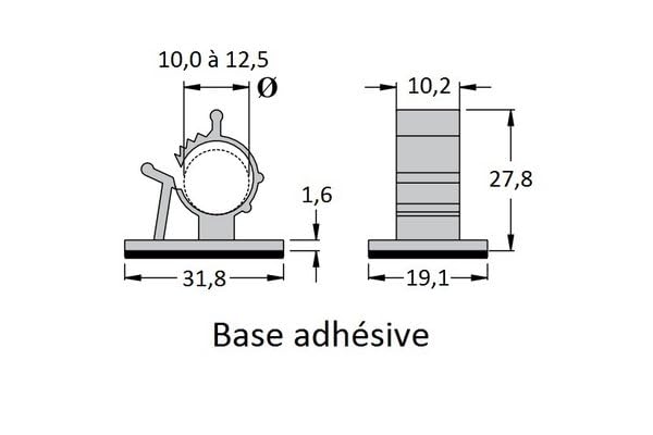 Serre-câble adhésif diamètre - 10 à 12,5 mm