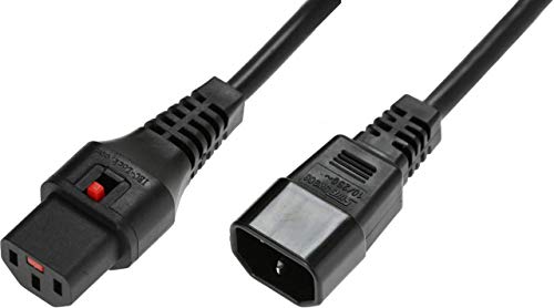 Câble d'alimentation IEC C14/IEC C13 droit M/F 2m noir avec verrouillage IEC LOCK