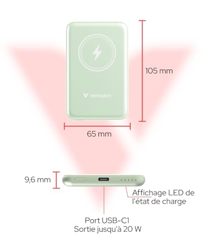 VERBATIM CHARGE N GO MAGNETIC WIRELESS POWER BANK 5000 GREEN WCF (P)