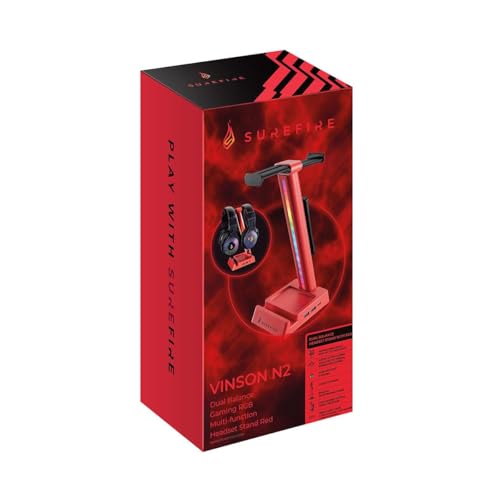VERBATIM SUREFIRE VINSON N2 DUAL BALANCE GAMING RGB MULTI-FUNCTION HEADSET STAND RED WCF (P)