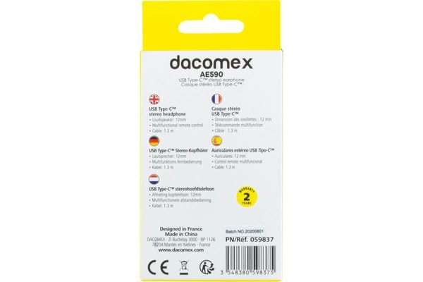 DACOMEX Ecouteurs AE590 avec micro Type-C