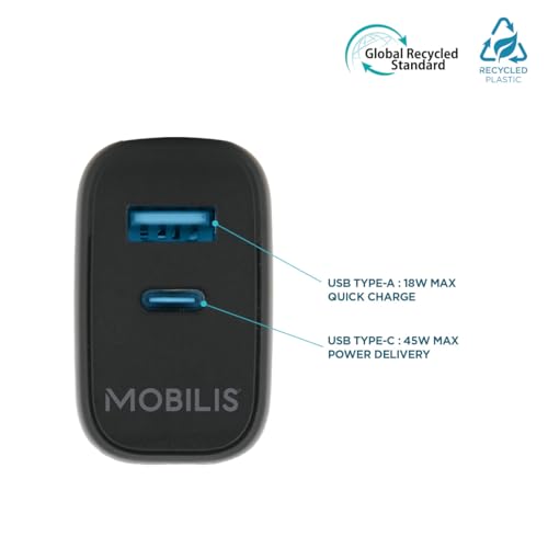 Wall Charger 45W 1 USB A+1 USB C GaN