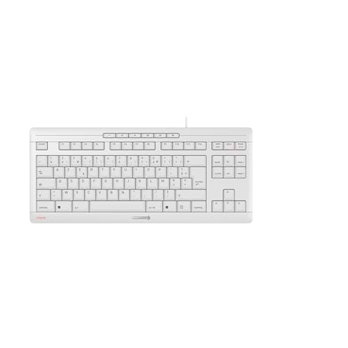 CHERRY Clavier Stream Keyboard TKL compact USB blanc grisé
