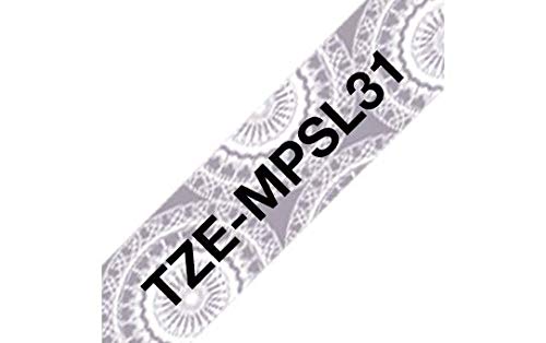 BROTHER Ruban laminé Noir sur Motifs Dentelle Argent 12mm (4m)