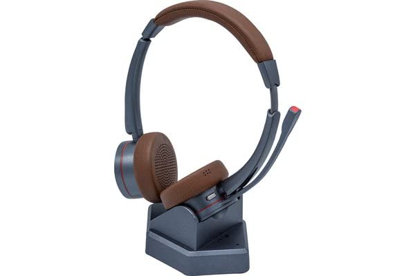 DACOMEX Casque UC sans fil Bluetooth Binaural Pearl Blue + socle USB-A