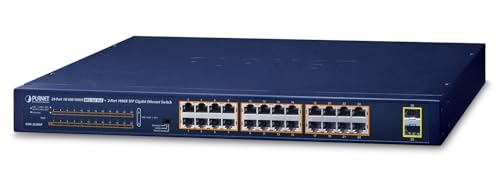 PLANET GSW-2620HP commutateur réseau Non-géré 10G Ethernet (100/1000/10000) Connexion Ethernet, supportant l'alimentation via ce port (PoE) 1U Bleu