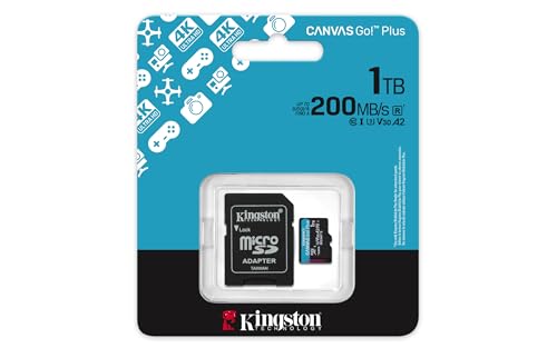 KINGSTON 1To microSDXC Canvas Go Plus Gen4 200Mo/s A2 U3 V30 Card + Adapter
