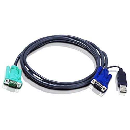 ATEN Câble KVM USB 1,2m avec SPHD 3 en 1 - 1,2 m - VGA - Noir - HD-15 + USB A - SPHD-15 - Mâle