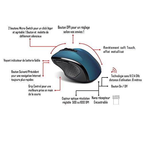 Souris ergonomique SHAPE 6D sans fil bleue
