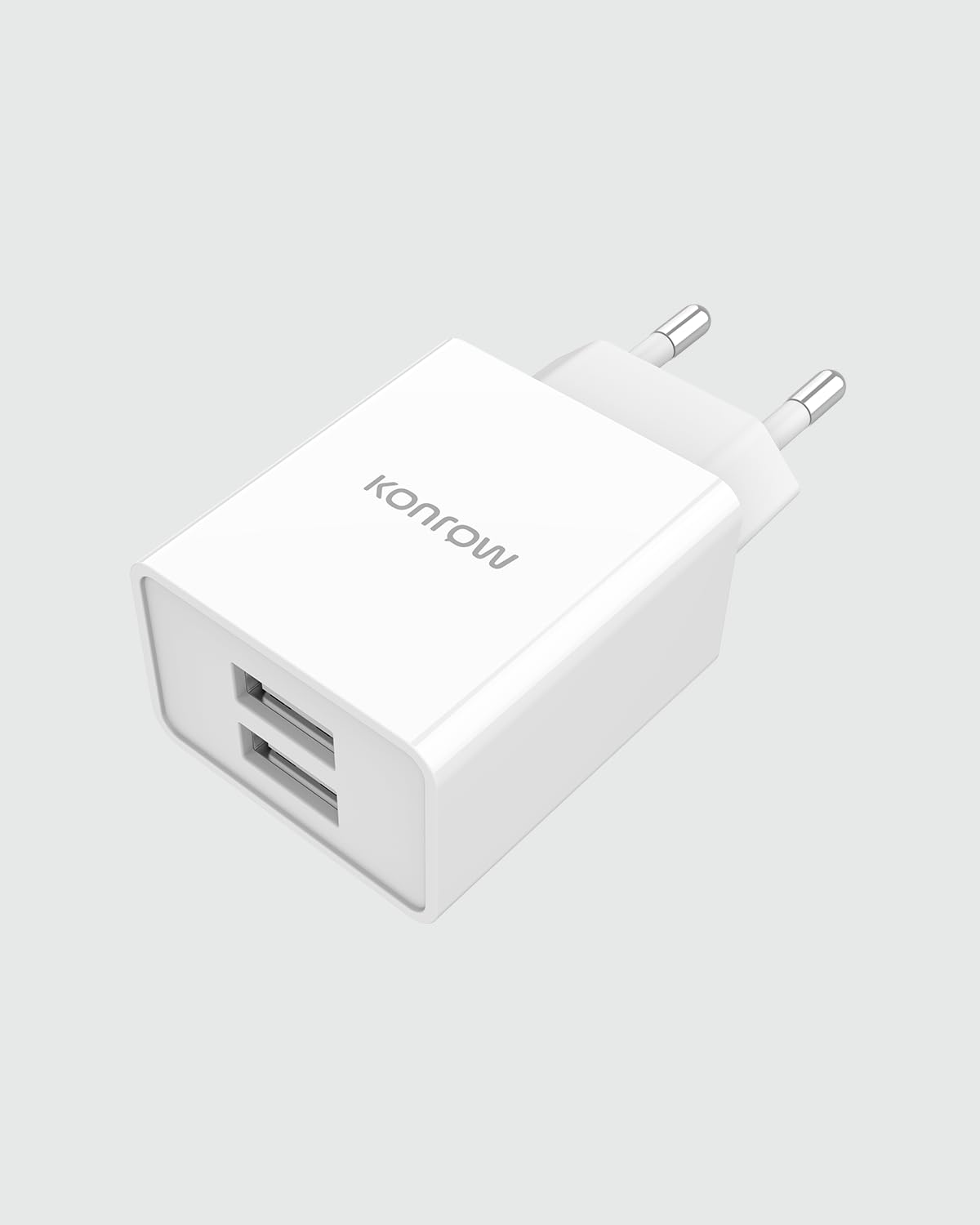 Konrow KC12AAW - Adaptateur Secteur 2 Ports USB A - Charge rapide 12W, Blanc (Compatible, Blister)