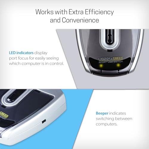 Aten US221A-AT 2x1 USB2.0 Partage de Périphériques Commutateur