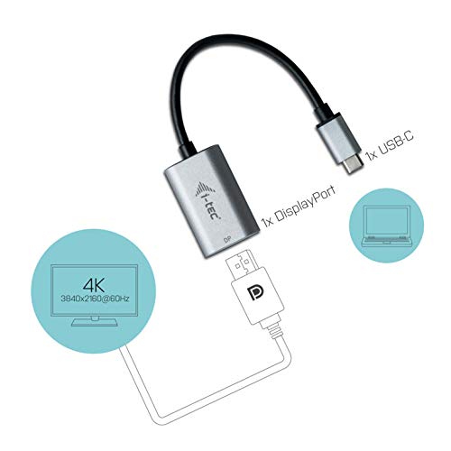 I-TEC USB C to Display Port Metal Adapter 1xDP 4K 60Hz Ultra HD compatible with Thunderbolt 3