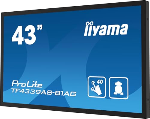 iiyama TF4339AS-B1AG Écran d'affichage dynamique Écran plat de signalisation numérique 108 cm (42.5") LED 500 cd/m2 4K Ultra HD Noir Écran tactile Intégré dans