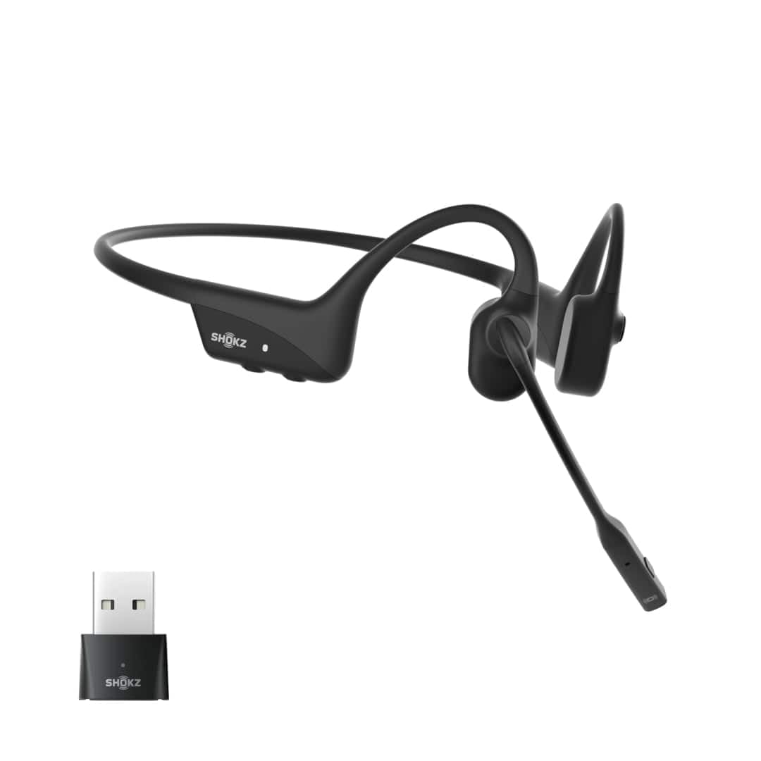 SHOKZ Casque sans-fil à conduction osseuse OpenComm2 UC - USB-A - Noir