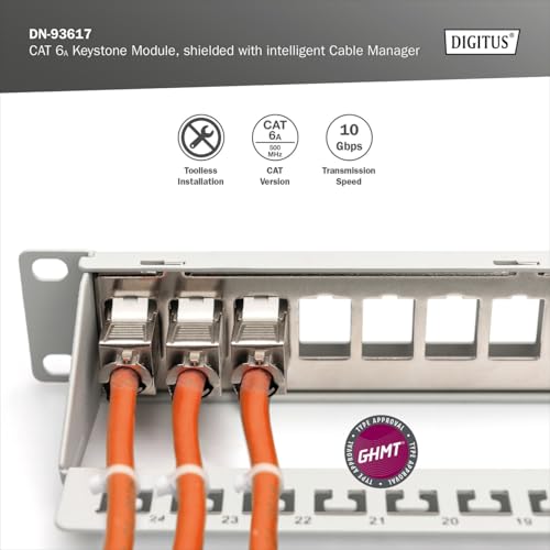 Module Keystone CAT 6A - blindé avec gestionnaire de câbles intelligent - Argent - Rj-45 - 19 g - Chine