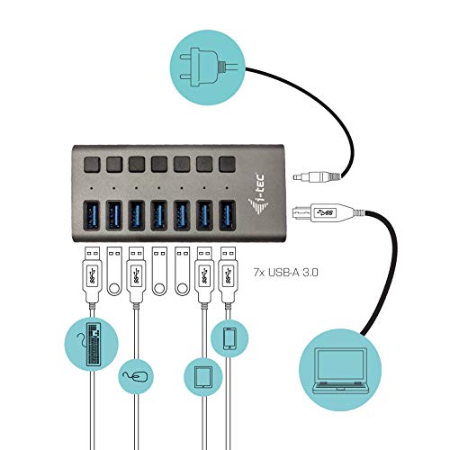 I-TEC USB 3.0 Charging HUB 7port with external power adapter 36W 7xUSB charging port for Tablets Notebooks Ultrabooks PC