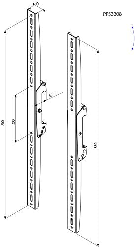 VOGEL S Barre VESA verticale PFS 3308 fixe & inclinable, 80 kg