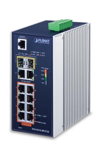 PLANET IGS-4215-8P2T2S commutateur réseau Géré L2/L4 Gigabit Ethernet (10/100/1000) Connexion Ethernet, supportant l'alimentation via ce port (PoE) Bleu, Argent