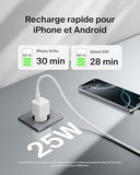 BELKIN 25W USB PD Wall Charger with PPS WHT w/1m C-C Cable
