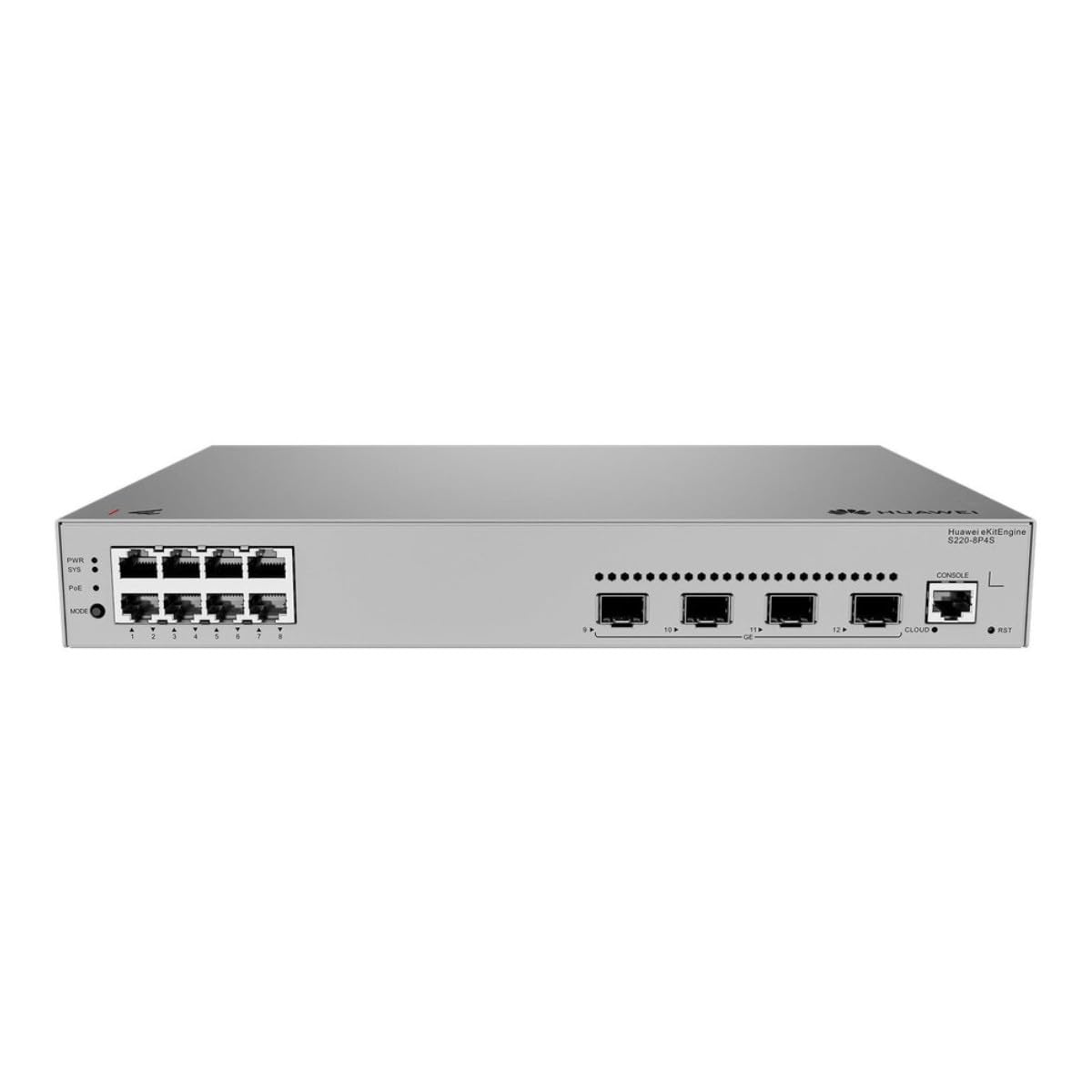 HUAWEI eKit S220 Series S220-8P4S Géré L2 Gigabit Ethernet (10/100/1000) Connexion Ethernet, supportant l'alimentation via ce port (PoE) 1U Gris
