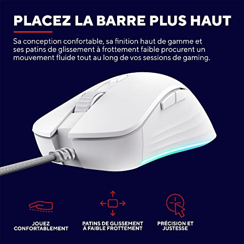 TRUST Souris gaming filaire YBAR+ blanche