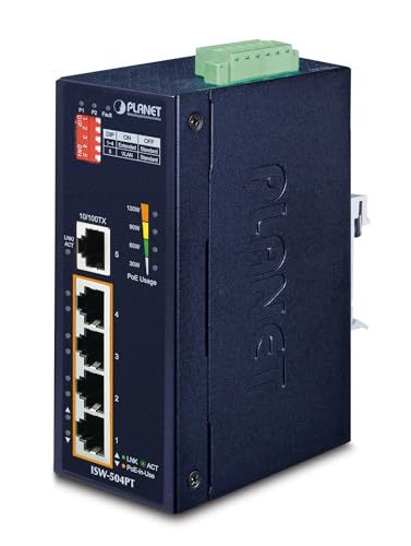PLANET ISW-504PT commutateur réseau Non-géré L2 Fast Ethernet (10/100) Connexion Ethernet, supportant l'alimentation via ce port (PoE) Noir