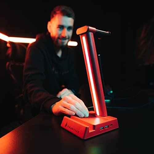 VERBATIM SUREFIRE VINSON N2 DUAL BALANCE GAMING RGB MULTI-FUNCTION HEADSET STAND RED WCF (P)