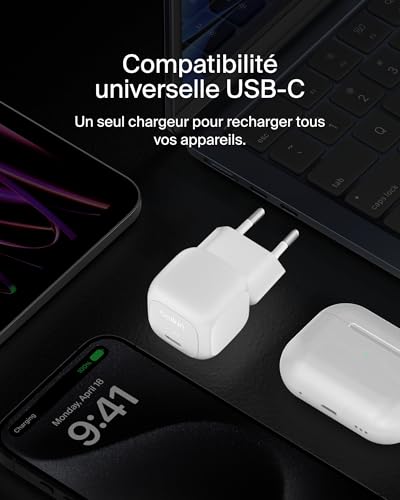 BELKIN 20W USB PD Wall Charger with PPS WHT w/1m C-C