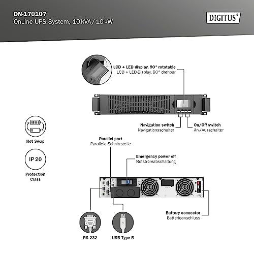Digitus DN-170107 alimentation d'énergie non interruptible Double-conversion (en ligne) 6 kVA 10000 W