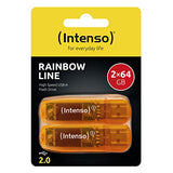 INTENSO Clé USB 2.0 Rainbow Line - Pack de 2 x 64 Go