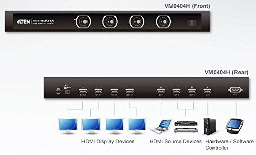 Commutateur matriciel HDMI 4K 4x4 - Commutateur de matrice AV - 10,2 Gbit/s - 340 MHz - 4096 x 2160 pixels - Noir - Métal