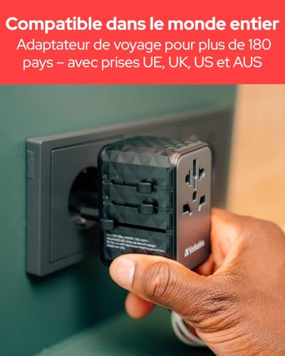 VERBATIM GAN III UNIVERSAL TRAVEL ADAPTER UTA-05 WITH 2 X USB-C PD 65W & QC 4+ / 2 X USB-A WCF (P)