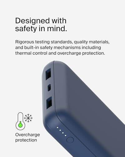 BELKIN Powerbank 20K 15W USB-C + 2 USB-A Bleu