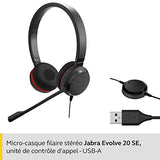 Jabra Evolve 20SE MS Stereo Casque Avec fil Arceau Bureau/Centre d'appels USB Type-A Bluetooth Noir
