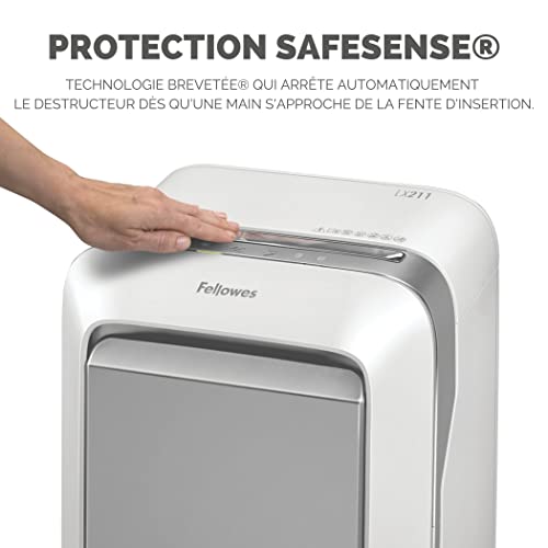 FELLOWES DESTRUCTEUR MICROSHRED LX211 BLANC COUPE MIRCROPARTICULES 230V EU/UK