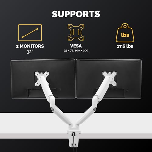 FELLOWES Bras Porte-Ecrans Double Blanc Platinum Series