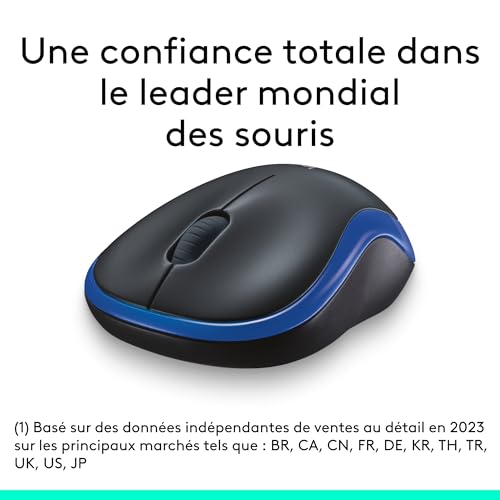 LOGITECH M185 Mouse optical wireless 2.4 GHz USB wireless receiver blue