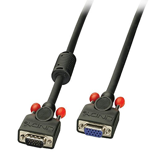 LINDY VGA Cable M/F Black 3m HD15 M/F with screws DDC-able