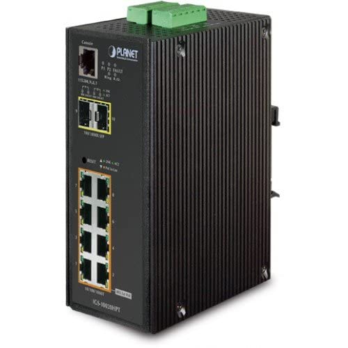 PLANET IGS-10020HPT commutateur réseau Géré L2+ Gigabit Ethernet (10/100/1000) Connexion Ethernet, supportant l'alimentation via ce port (PoE) Noir, Blanc