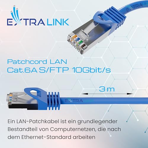 Extralink EX.6570 câble de réseau Bleu Cat6a SF/UTP (S-FTP)