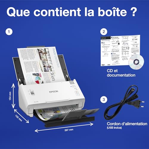 EPSON WorkForce DS-410 Document scanner Contact Image Sensor CIS Duplex A4 600x600dpi 26ppm ADF 50sheets 3000scans/d USB 2.0