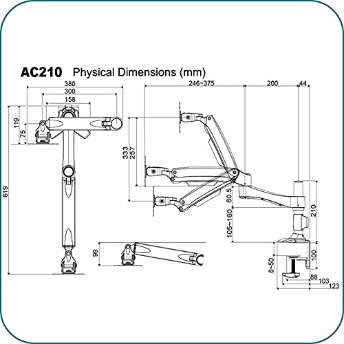 AAVARA Bras à pincer AC210 - 1 écran