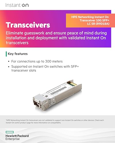 HPE Networking Instant On Module transmetteur transceiver SFP+ 10GbE 10GBase SR LC multi mode jusquà 300 m
