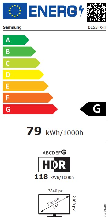 SAMSUNG 55p UHD/4K 16:9 BE55F-H 300nits HDR10+ DVB-T2/C/S2/Analog Tuner Speakers 2x10W 3xHDMI 2.0 Ethernet WiFi 5 Bluetooth Tizen