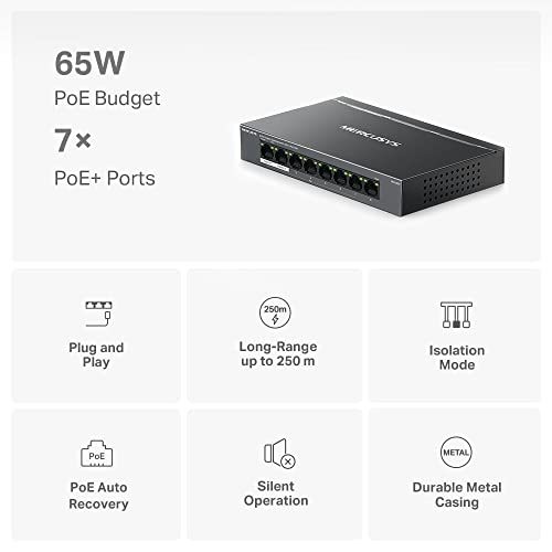 TP-LINK 8-Port Gigabit Desktop Switch with 7-Port PoE+ PORT 7x Gigabit PoE+ Ports 1x Gigabit Non-PoE Ports
